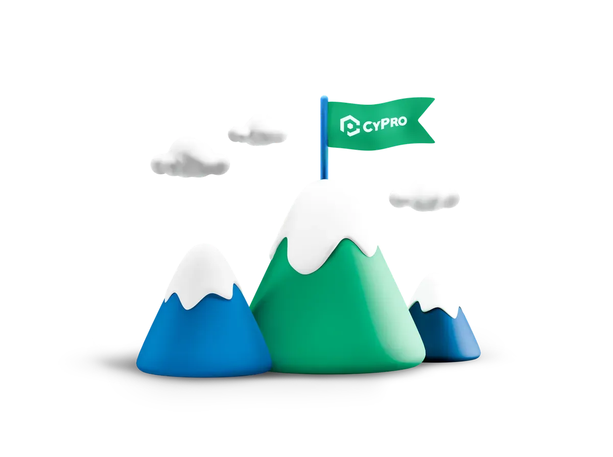 3D illustration of business growth built on certified security